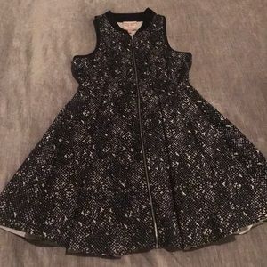 Black and White A-Line Zip Front Dress